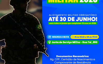 Alistamento Militar 2026 segue aberto em Sarandi até 30 de junho
